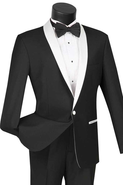 Mens Modern Shawl Tuxedo in Black & White 1 S1SH-2_WHITE_36S  - from alligatorwarehouse.com