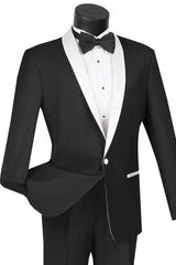 Mens Modern Shawl Tuxedo in Black & White