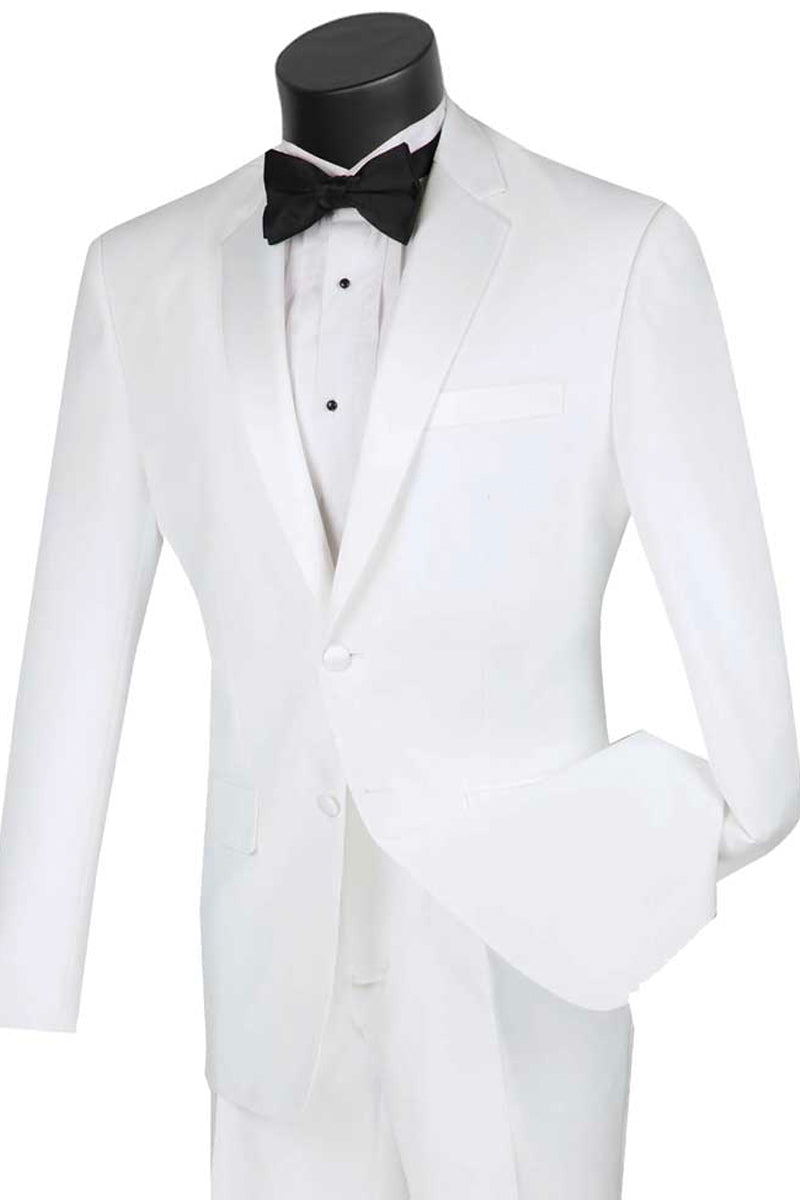 Mens Slim Fit Rayon Fabric Tuxedo in White