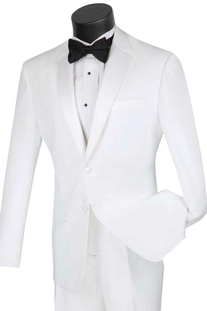 Mens Slim Fit Rayon Fabric Tuxedo in White