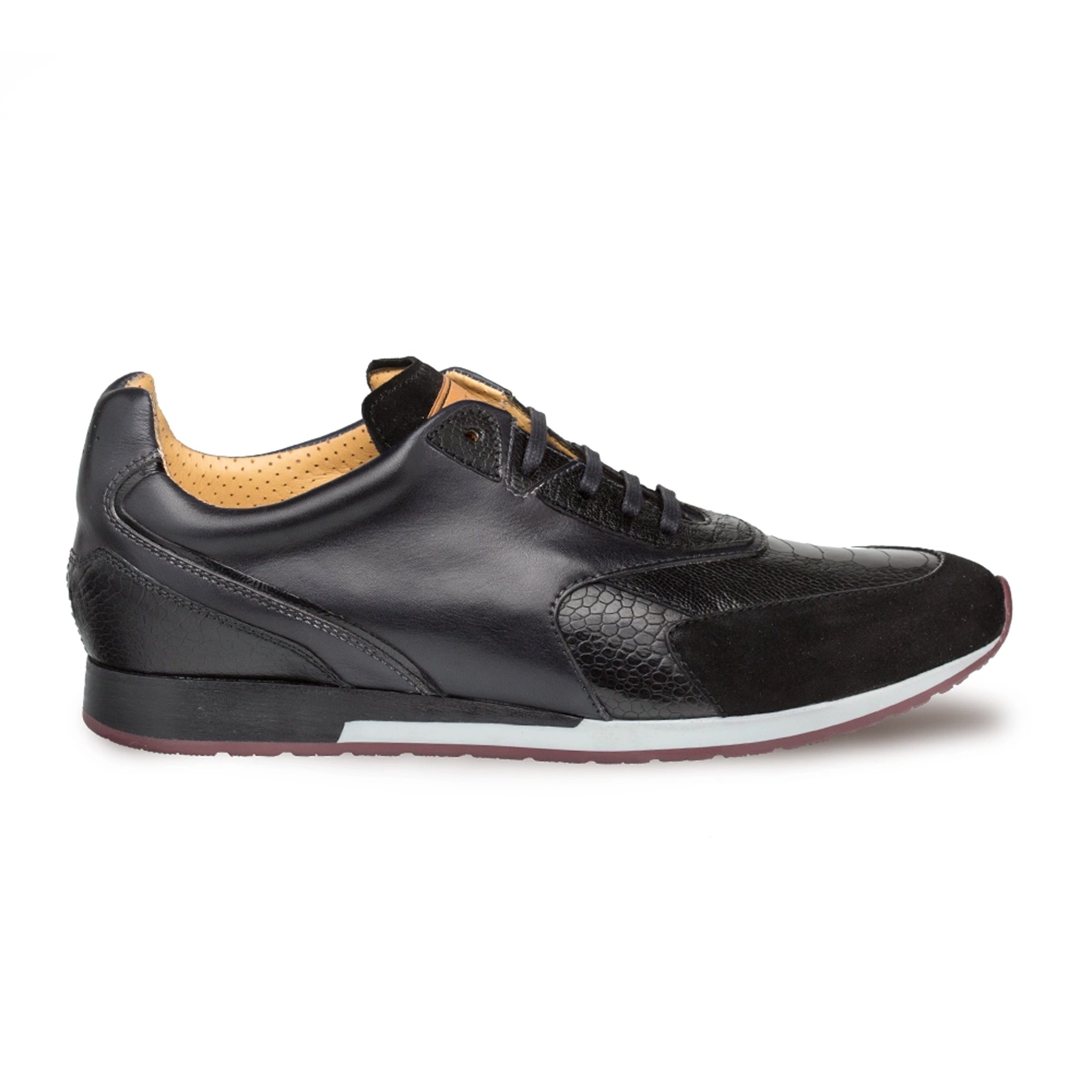 Mens Mezlan Chiron Ostrich & Calf Sneaker in Brown