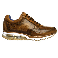 Mens Belvedere Todd Genuine Ostrich Leg Sneaker in Ocean Blue