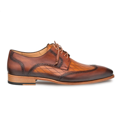 Mens Mezlan Calfskin Wingtip in Cognac 1   - from alligatorwarehouse.com