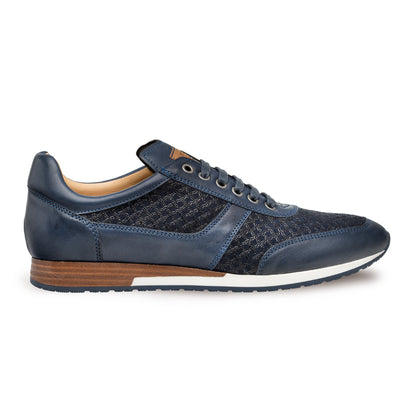 Mens Mezlan Maxim Calf & Suede Sneaker in Navy