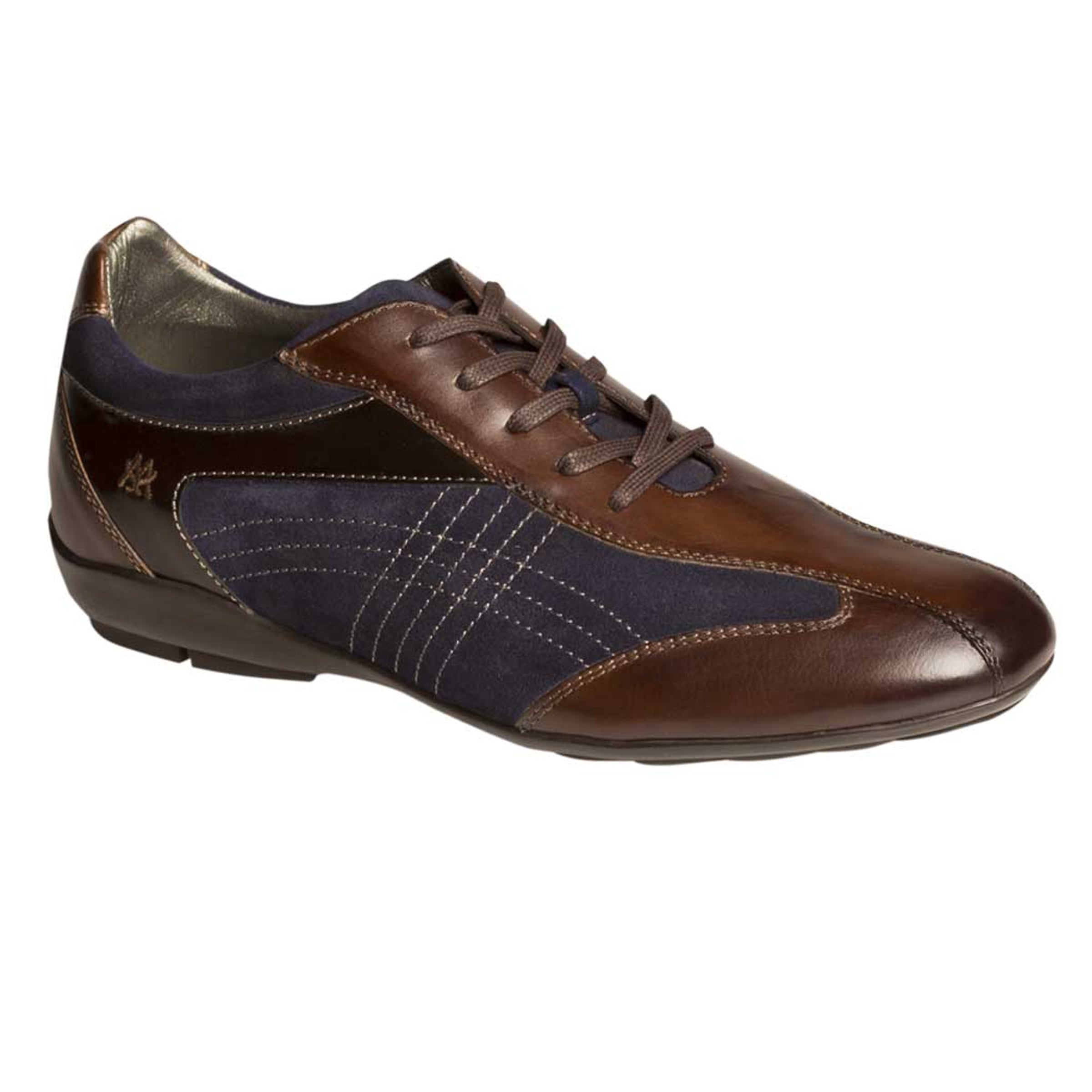 Mens Mezlan Vega Calfskin & Suede Sneaker in Brown & Taupe