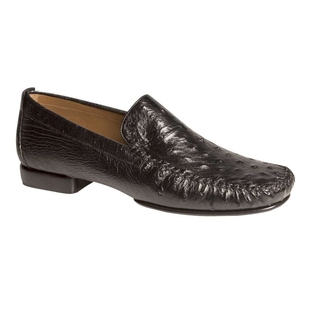 Mens Mezlan Rollini Ostrich Quill  Dress Shoe Loafer in Black