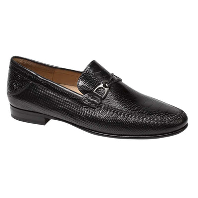 Mens Mezlan Vesta Ostrich Paw Dress Shoe Loafer in Black 1   - from alligatorwarehouse.com