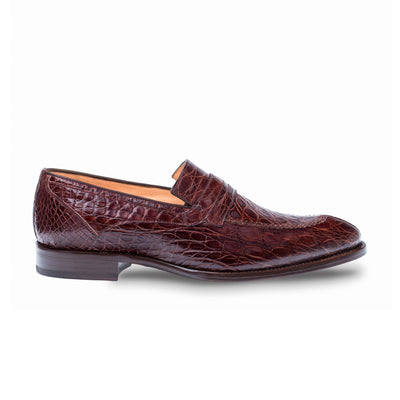 Mens Mezlan Bixby Caiman Crocodile Penny Loafer Dress Shoe in Black 6   - from alligatorwarehouse.com
