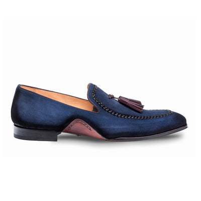 Mens Mezlan Plazza Suede & Calfskin Tassel Loafer Dress Shoe in Cognac 2   - from alligatorwarehouse.com