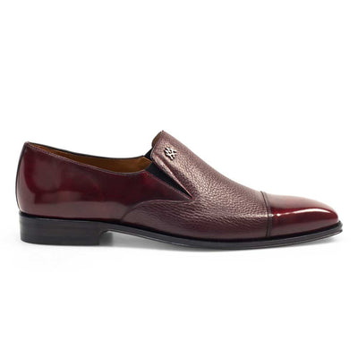 Mens Mezlan Milani Calf & Deerskin Cap Toe Slip on Loafer Dress Shoe in Burgundy - LAST CALL 10,13 1   - from alligatorwarehouse.com