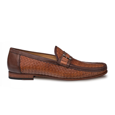 Mens Mezlan Banderas Woven Calfskin Loafer Dress Shoe in Brown 1   - from alligatorwarehouse.com