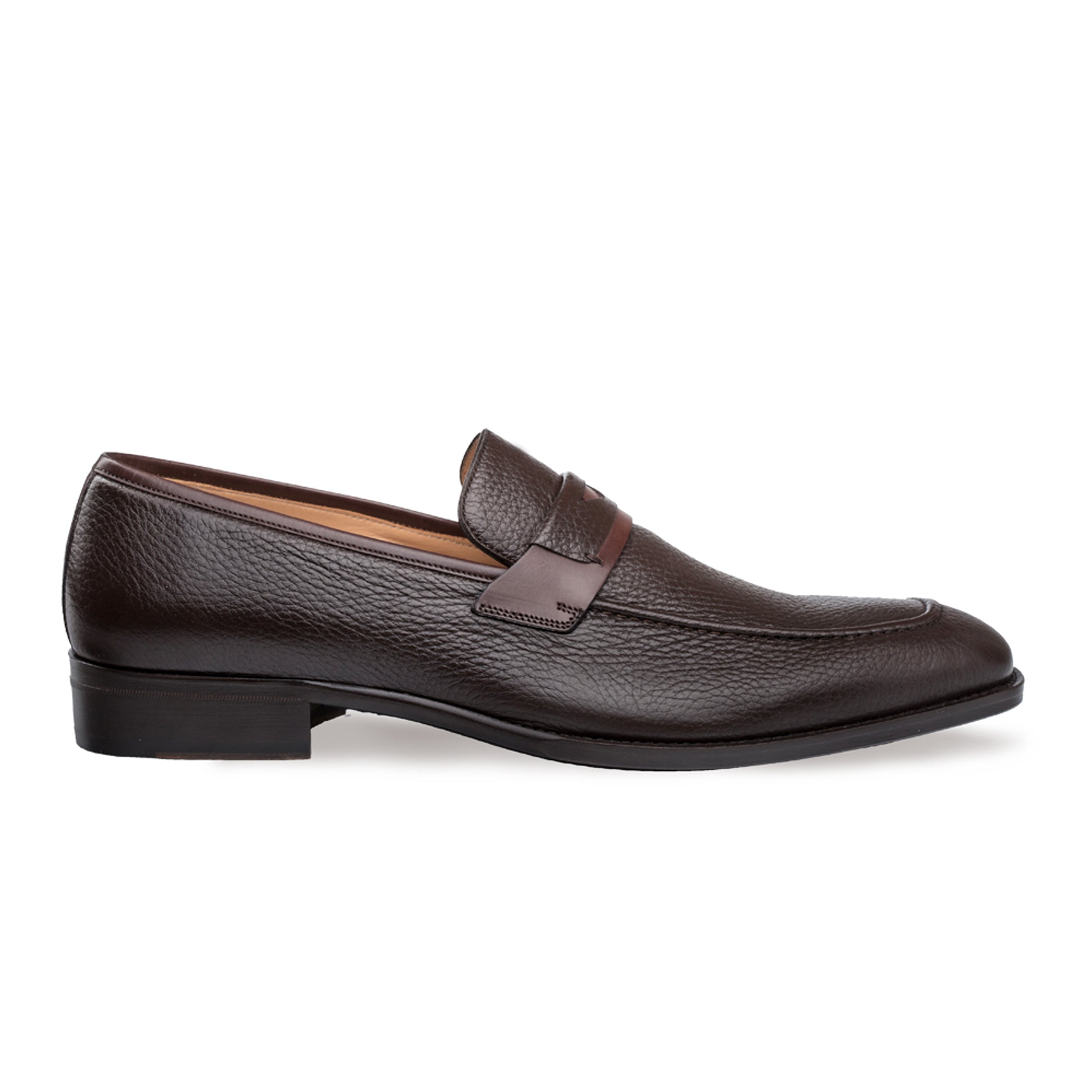 Mens Mezlan Elche Calf & Deer Penny Loafer Dress Shoe in Black