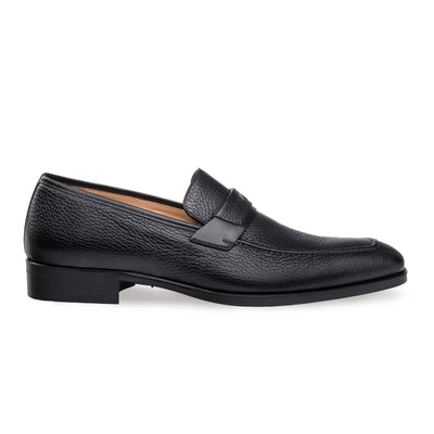 Mens Mezlan Elche Calf & Deer Penny Loafer Dress Shoe in Black 1   - from alligatorwarehouse.com