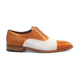 Mens Mezlan Two Tone Business Casual Dress Shoe in Camel & White