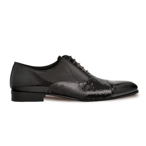 Mens Mezlan Davos Calfskin & Sequin Formal Tuxedo Shoe in Black