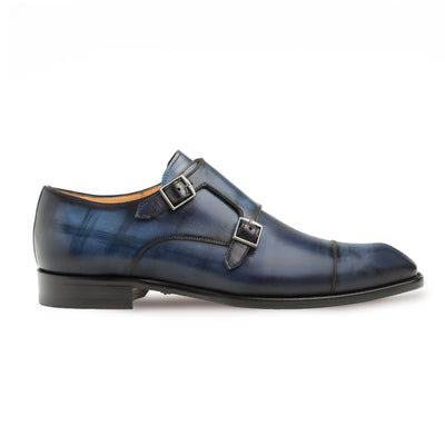 Mens Mezlan Valkyrie Double Monkstrap Plaid Calfskin Dress Shoe in Honey 1   - from alligatorwarehouse.com