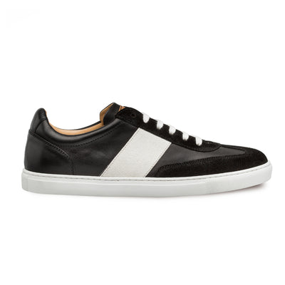 Mens Mezlan Wyatt Two Tone Calfskin & Suede Sneaker in Black & White 1   - from alligatorwarehouse.com