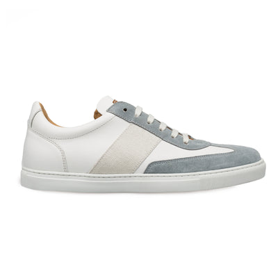 Mens Mezlan Wyatt Two Tone Calfskin & Suede Sneaker in Black & White 5   - from alligatorwarehouse.com