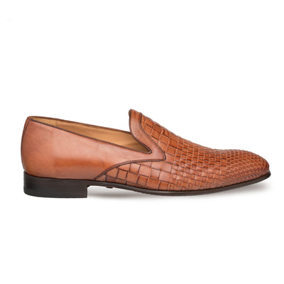 Mens Mezlan Sirocco Woven Calf Slip on Loafer Dress Shoe in Cognac 1   - from alligatorwarehouse.com