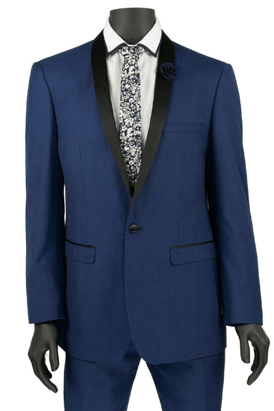Mens Slim Fit One Button Shawl Tuxedo in Blue 1 SO1T-SS_BLUE_36S  - from alligatorwarehouse.com