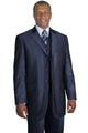 Mens 3 Button Tonal Sharkskin Peak Lapel Vested Fashion Suit in Navy