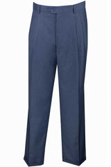 Mens Classic Fit Single Pleat Dress Slacks in Blue