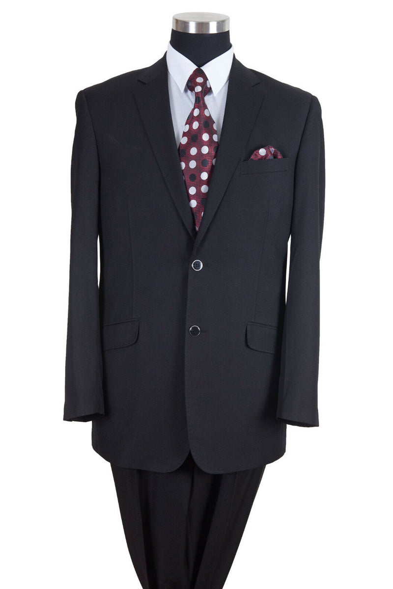 Mens Vested Peak Lapel with Contrast Collar Suit in Black/Black