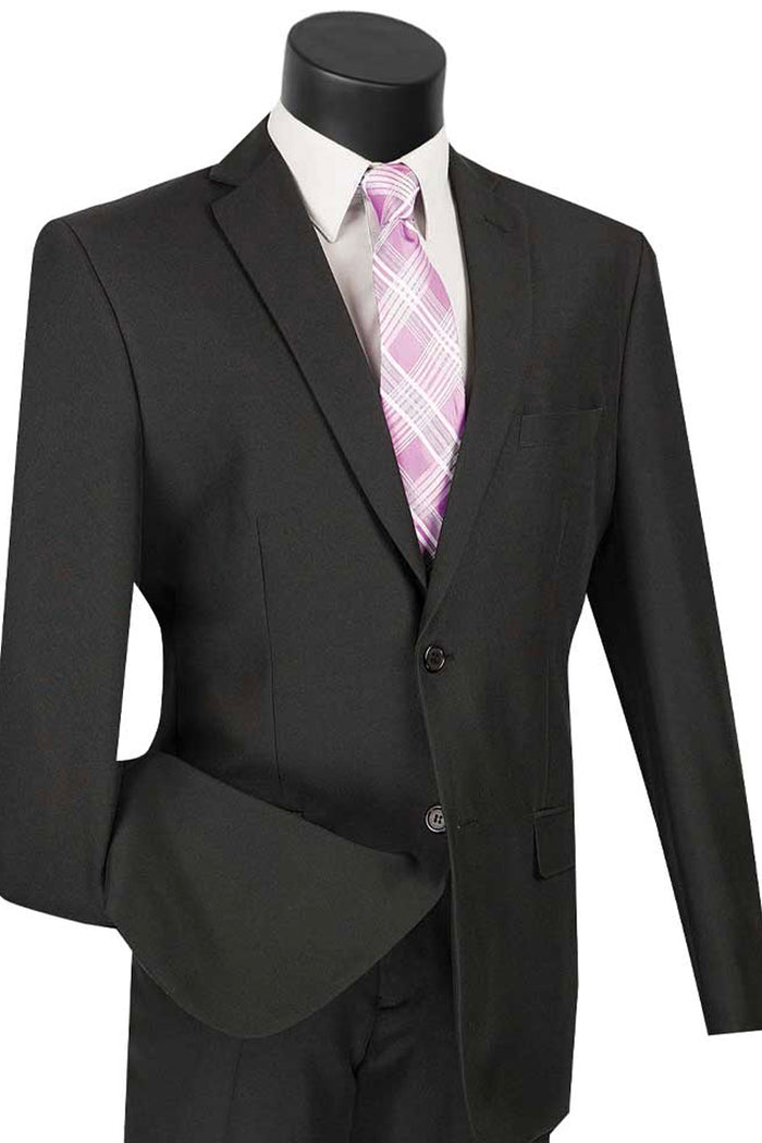 Mens 2 Button Slim Fit Rayon Fabric Suit in Black