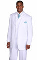 Mens Vested Wide Peak Lapel Ton on Ton Stripe Fashion Suit in White