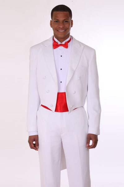 Mens Classic Long Tail Coat Tuxedo in White 1 T505-White-38R  - from alligatorwarehouse.com