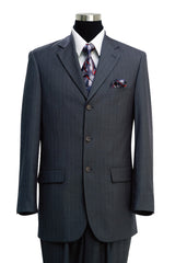 Mens Classic Fit 3 Button 2PC Pinstripe Suit inGrey