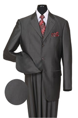 Mens 3 Button 2PC Shiny Sharkskin Suit in Black/White