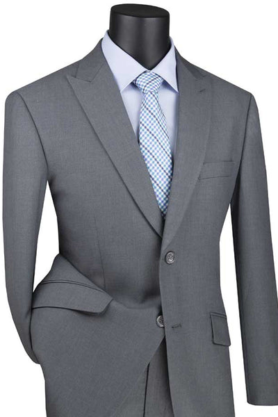 Mens 2 Button Modern Fit Peak Lapel Suit in Medium Grey 1 SO1M2TR_MEDIUMGRAY_36S  - from alligatorwarehouse.com