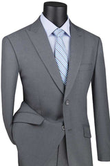 Mens 2 Button Modern Fit Peak Lapel Suit in Medium Grey