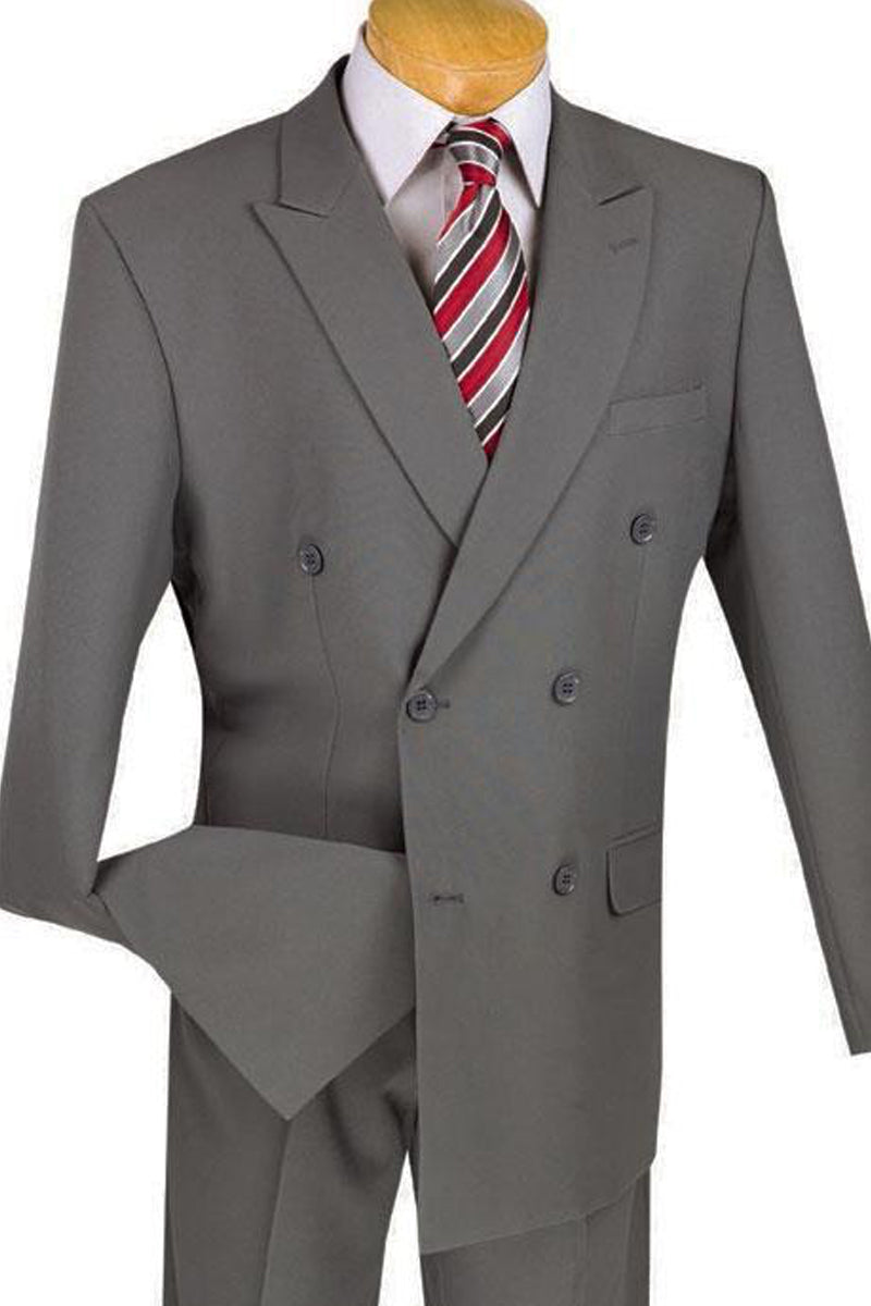 Mens Classic Rayon Fabric Double Breasted Suit in Grey