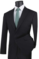 Mens 2 Button Modern Fit Peak Lapel Suit in Black