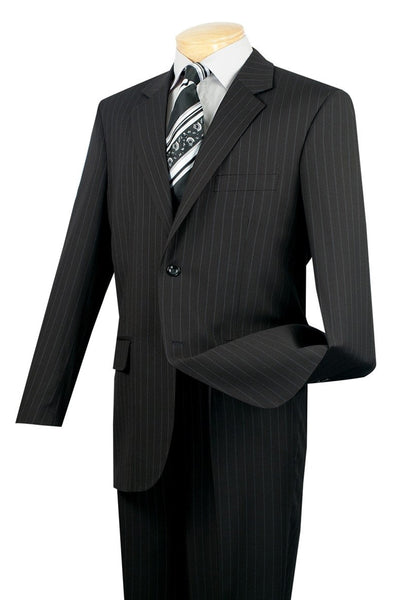 Mens Modern Fit 2 Button No Pleated Flat Front Pants Pinstripe Suit in Black 1 SO12RS-16_BLACK_36S  - from alligatorwarehouse.com
