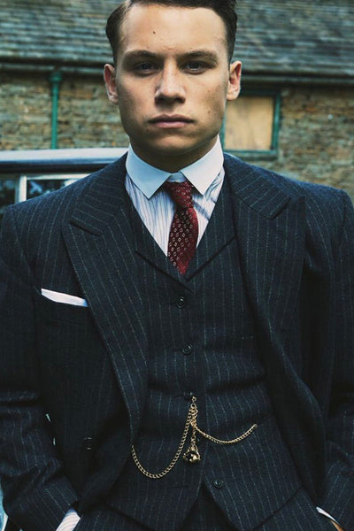 Mens Peaky Blinders Costume Michael Gray 1920s Vested Pinstripe Suit 9   - from alligatorwarehouse.com