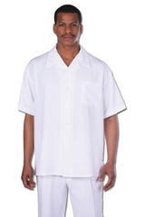 Mens Short Sleeve Casual Summer Walking Suit in Solid White