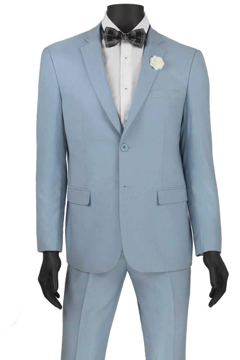 Mens Slim Fit Wool Feel Suit in Blue