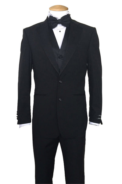 Mens Basic 2 Button Vested Poly Tuxedo in Black 1 T722V-Black-38R  - from alligatorwarehouse.com