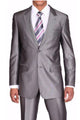 Mens 2 Button Peak Lapel Shiny Sharkskin Suit in Charcoal