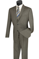 Mens 2 Button Modern Textured Weave Suit in Brown