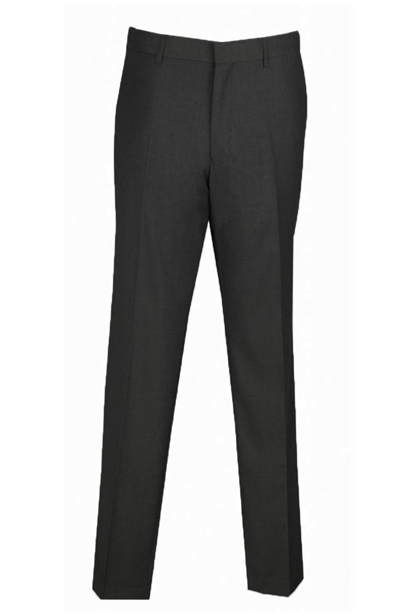 Mens Skinny Fit Wool Feel Flat Front Dress Slacks in Black