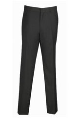 Mens Skinny Fit Wool Feel Flat Front Dress Slacks in Black