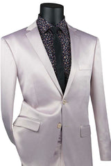 Mens Ultra Slim Fit Strech Sateen Shiny Sharskin Suit in Blush