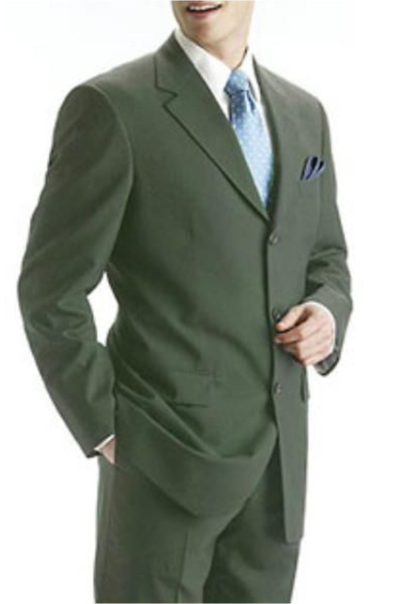 Mens Classic 3 button 2 Piece Suit in Olive