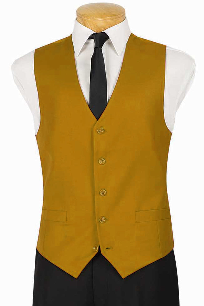 Mens Classic 5 Button Suit Vest in Khaki