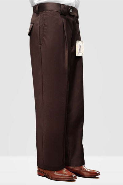 Mens Italian Wool Wide Leg Dress Pants in Brown 1 WP-100_BROWN_36  - from alligatorwarehouse.com