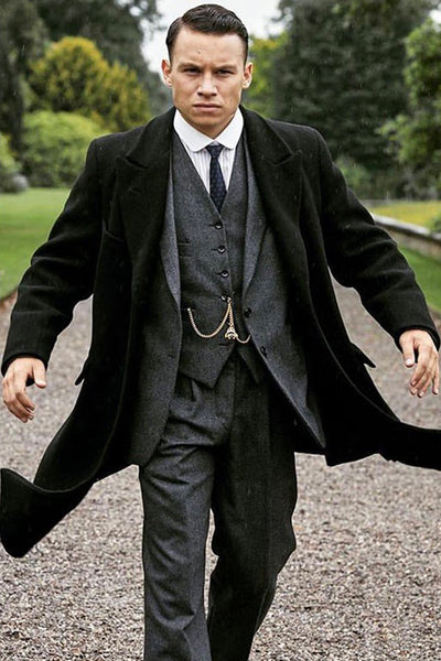 Mens Peaky Blinders Costume Michael Gray Vested Suit & Overcoat 1   - from alligatorwarehouse.com